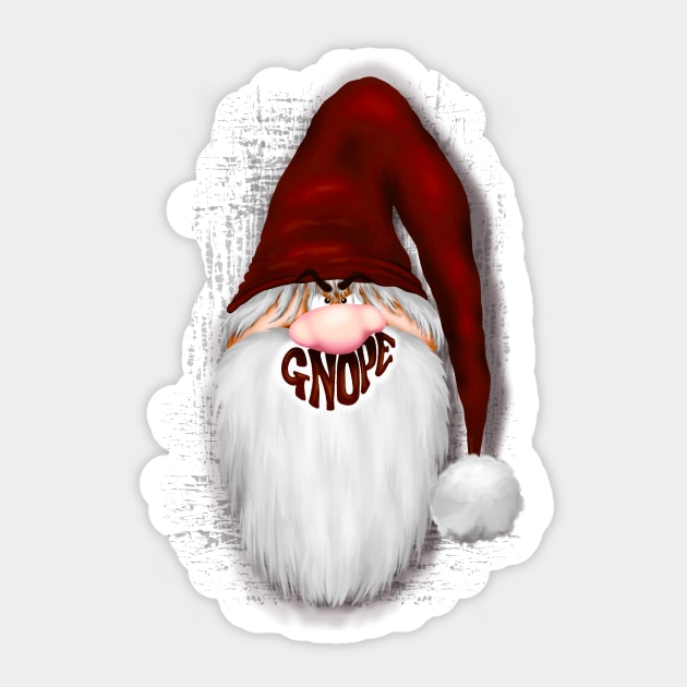 Nope Grumpy Santa Gnome, a.k.a. Gnope Character Sticker by BluedarkArt